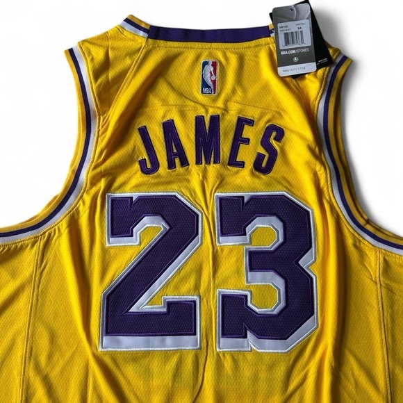 NWT- LeBron James Los Angeles Lakers Gold Jersey #23- Men's 54 (XL) - Picture 4 of 7